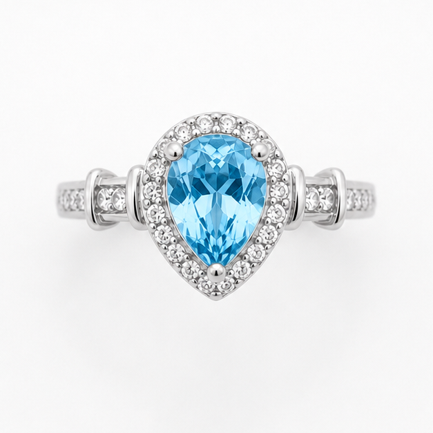 Blue Topaz Sky Luna Empress Ring