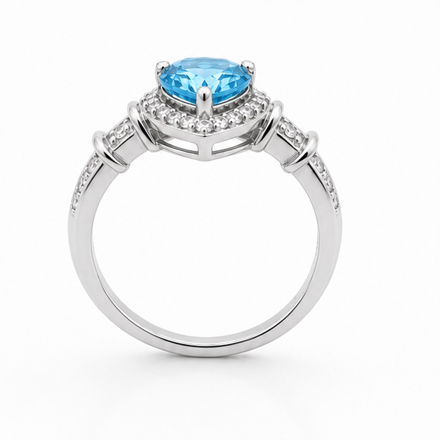 Blue Topaz Sky Luna Empress Ring