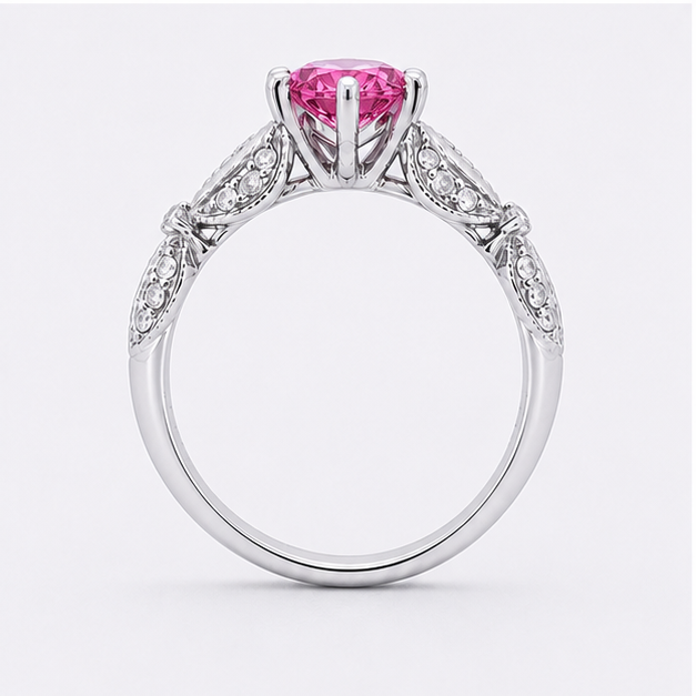 Garnet Red Eden Blossom Ring