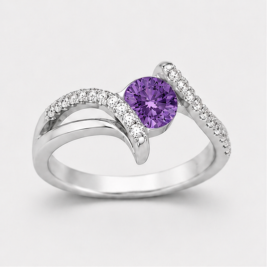 Amethyst Purple Nova Radiance Ring