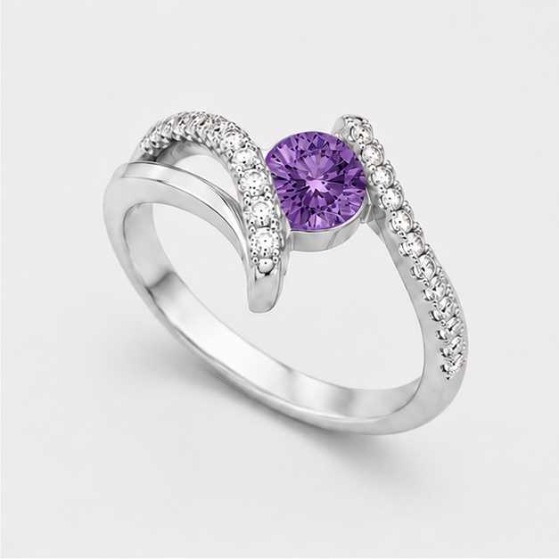 Amethyst Purple Nova Radiance Ring