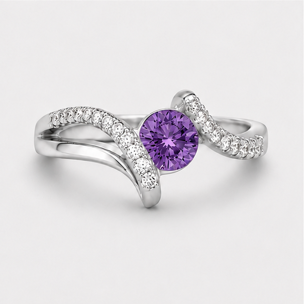 Amethyst Purple Nova Radiance Ring