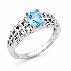 Blue Topaz Swiss Aurora Rose Ring