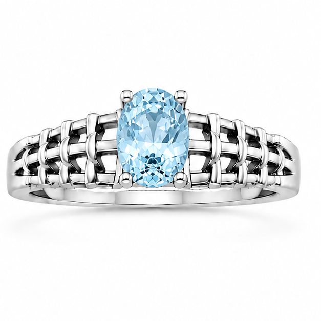 Blue Topaz Swiss Aurora Rose Ring