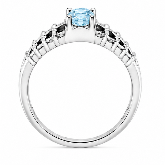Blue Topaz Swiss Aurora Rose Ring