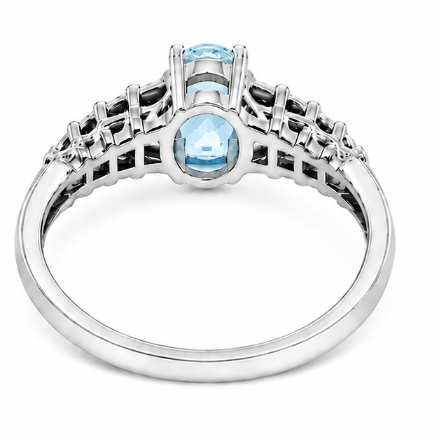 Blue Topaz Swiss Aurora Rose Ring