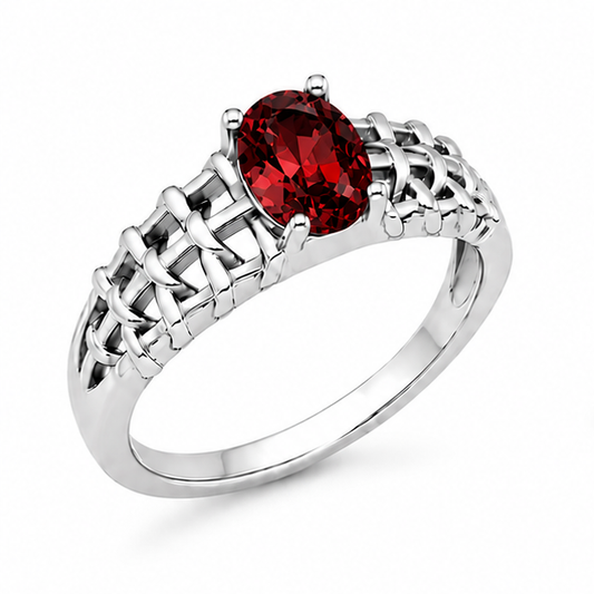 Garnet Orange Aurora Rose Ring