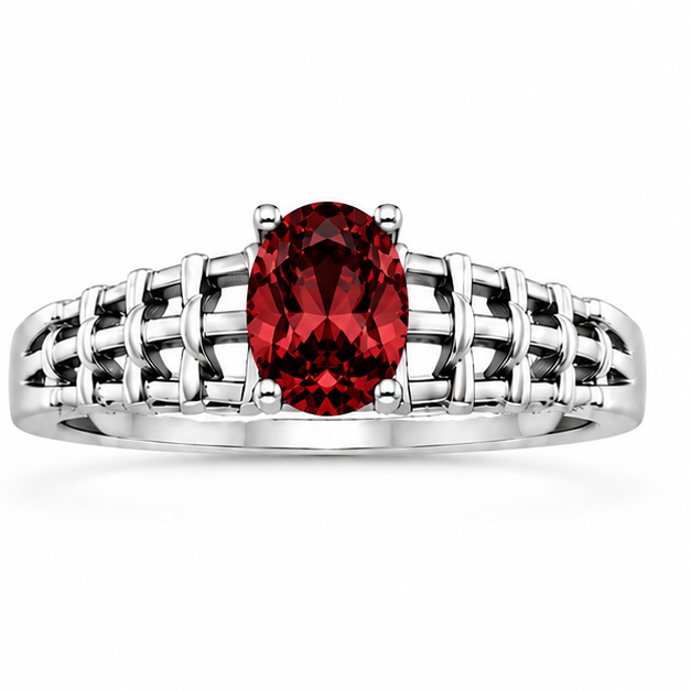 Garnet Red Aurora Rose Ring