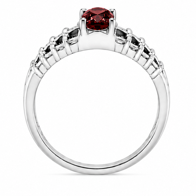 Garnet Red Aurora Rose Ring