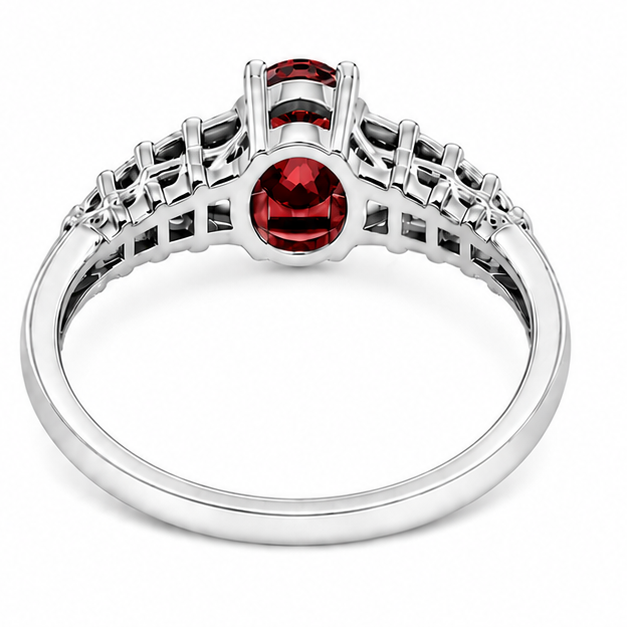 Garnet Red Aurora Rose Ring