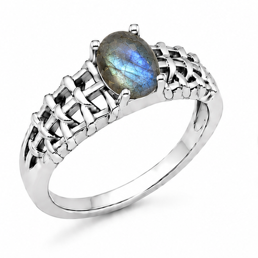 Labradorite Aurora Rose Ring