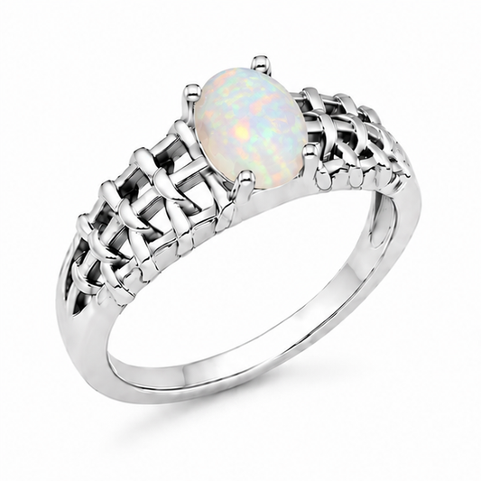Opal Aurora Rose Ring