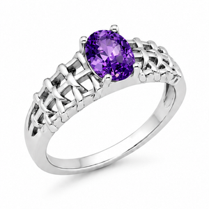 Amethyst Purple Aurora Rose Ring