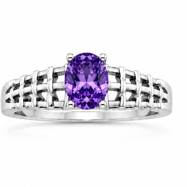 Amethyst Purple Aurora Rose Ring