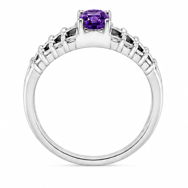 Amethyst Purple Aurora Rose Ring