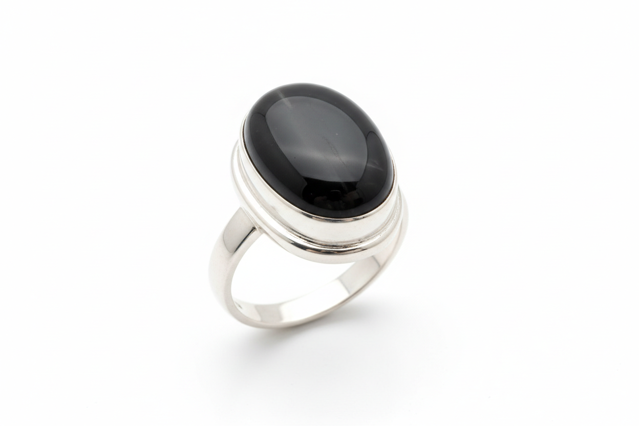 Black Obsidian Flow Ring